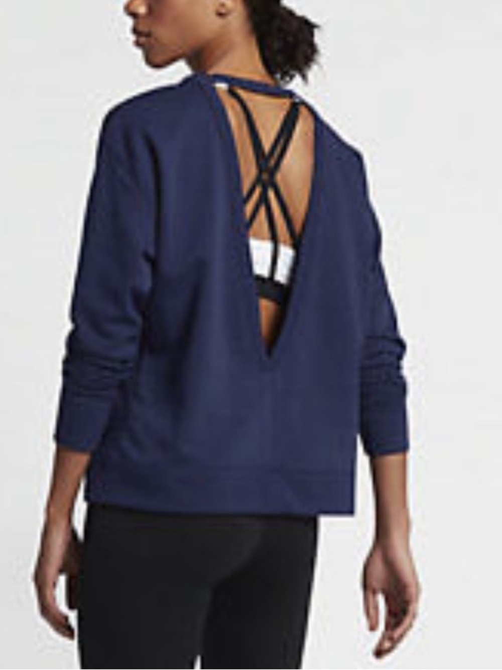 NWOT Nike Women's Dark Navy Crewneck Sweatshirt With Open V Back